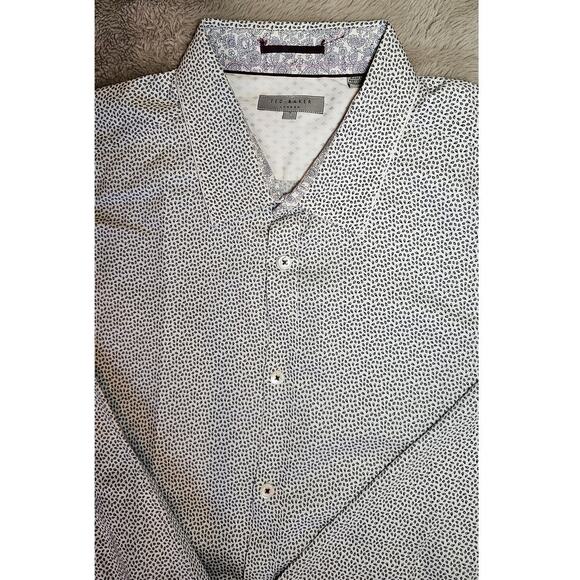 Ted Baker London Button Down Shirt, 100% Cotton, TB Sz 7  Blue/ White - Picture 1 of 11